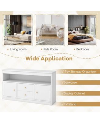 Kids Toy Storage Organizer Wooden Children Bookshelf Storage Chest with Open Shelf