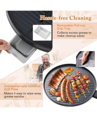 Electric BBQ Grill 1350W Non-stick 4 Temperature Setting Outdoor Garden Camping