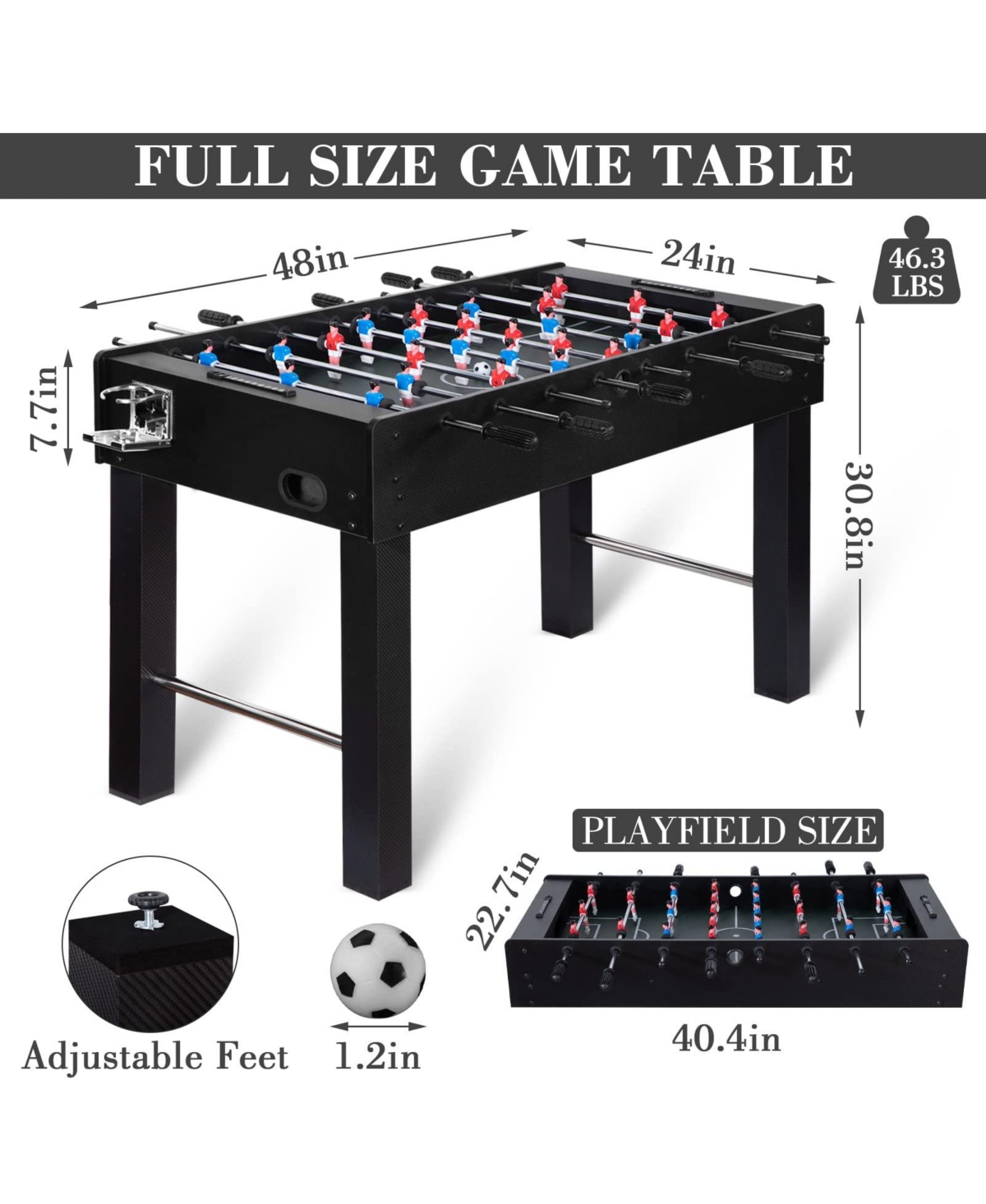 Sugift Competition Foosball Table w/2 Balls & Cup Holders, Soccer Game Table for Kids & Adults, Home or Arcade