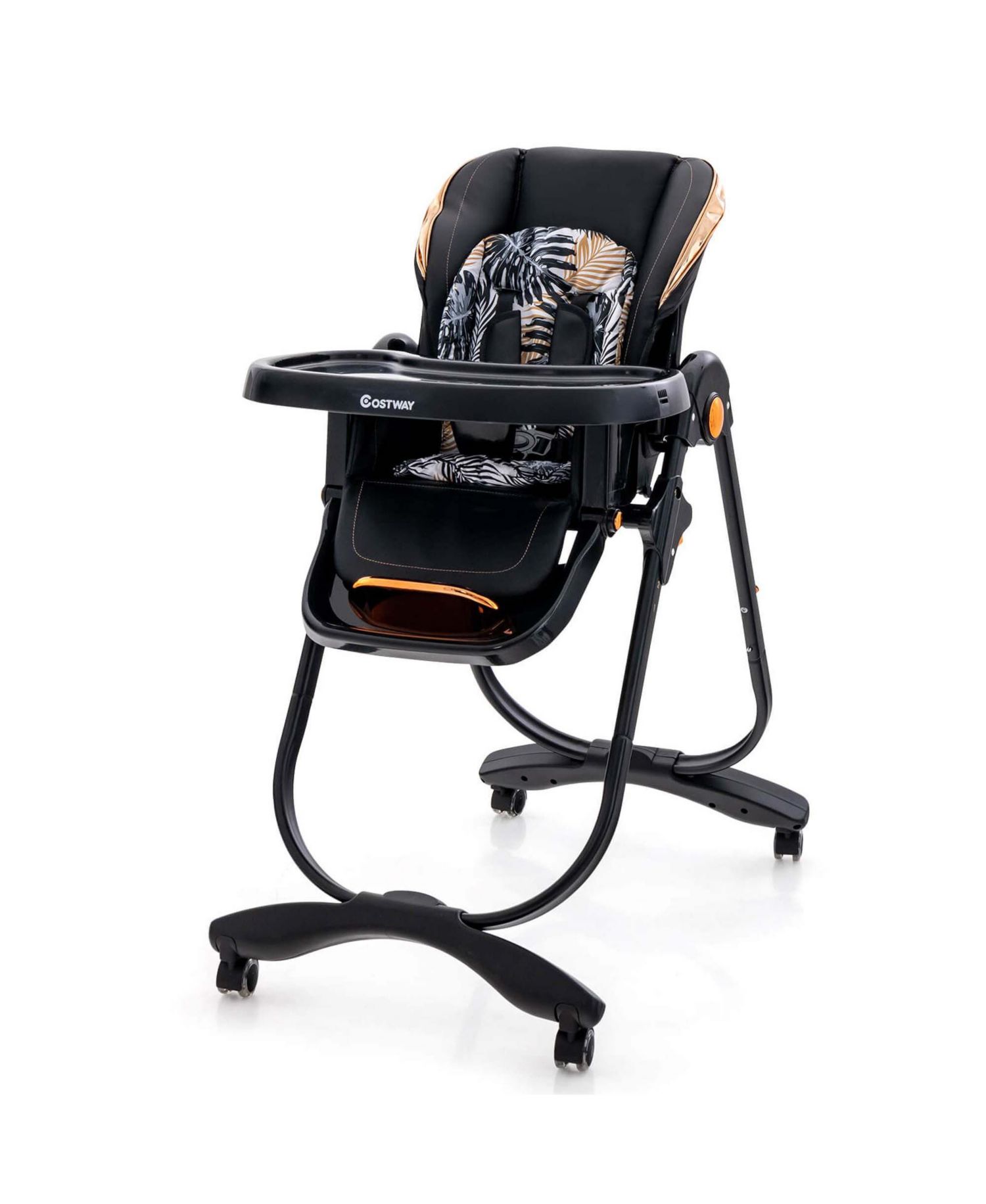 Baby High Chair with Wheel Folding Baby Dining Adjustable Height