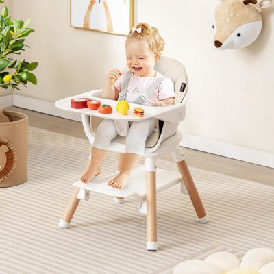6 in 1 Convertible Highchair with Safety Harness and Removable Tray