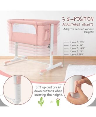 Portable Baby Bedside Bassinet with 5-level Adjustable Heights and Travel Bag