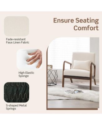 Modern Accent Chair with Rubber Wood Frame and Lumbar Pillow