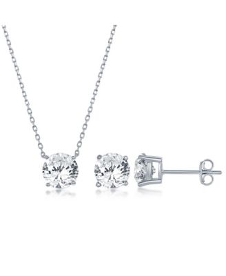 Sterling Silver, Crystal - Simulated Gemstone Earring & Necklace Set