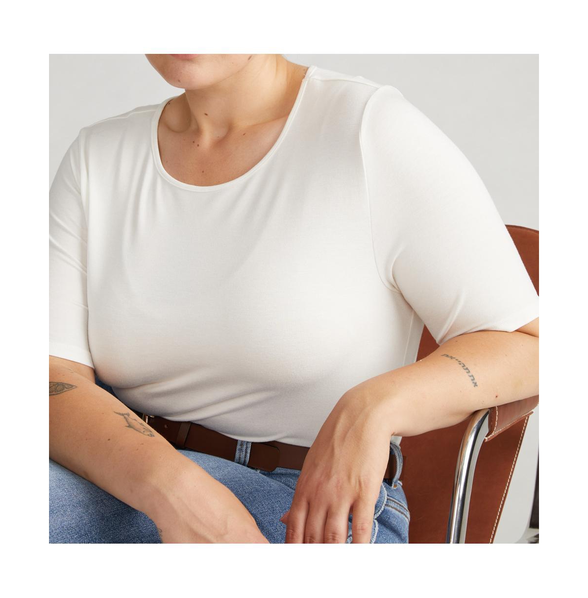 Universal Standard Plus Size Lily Liquid Jersey Crew Neck Stovepipe Tee