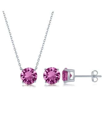 Sterling Silver, Crystal - Simulated Gemstone Earring & Necklace Set