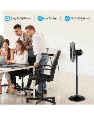 16 Inch Pedestal Standing Fan Oscillating Pedestal Fan with 3 Speeds and Adjustable Height