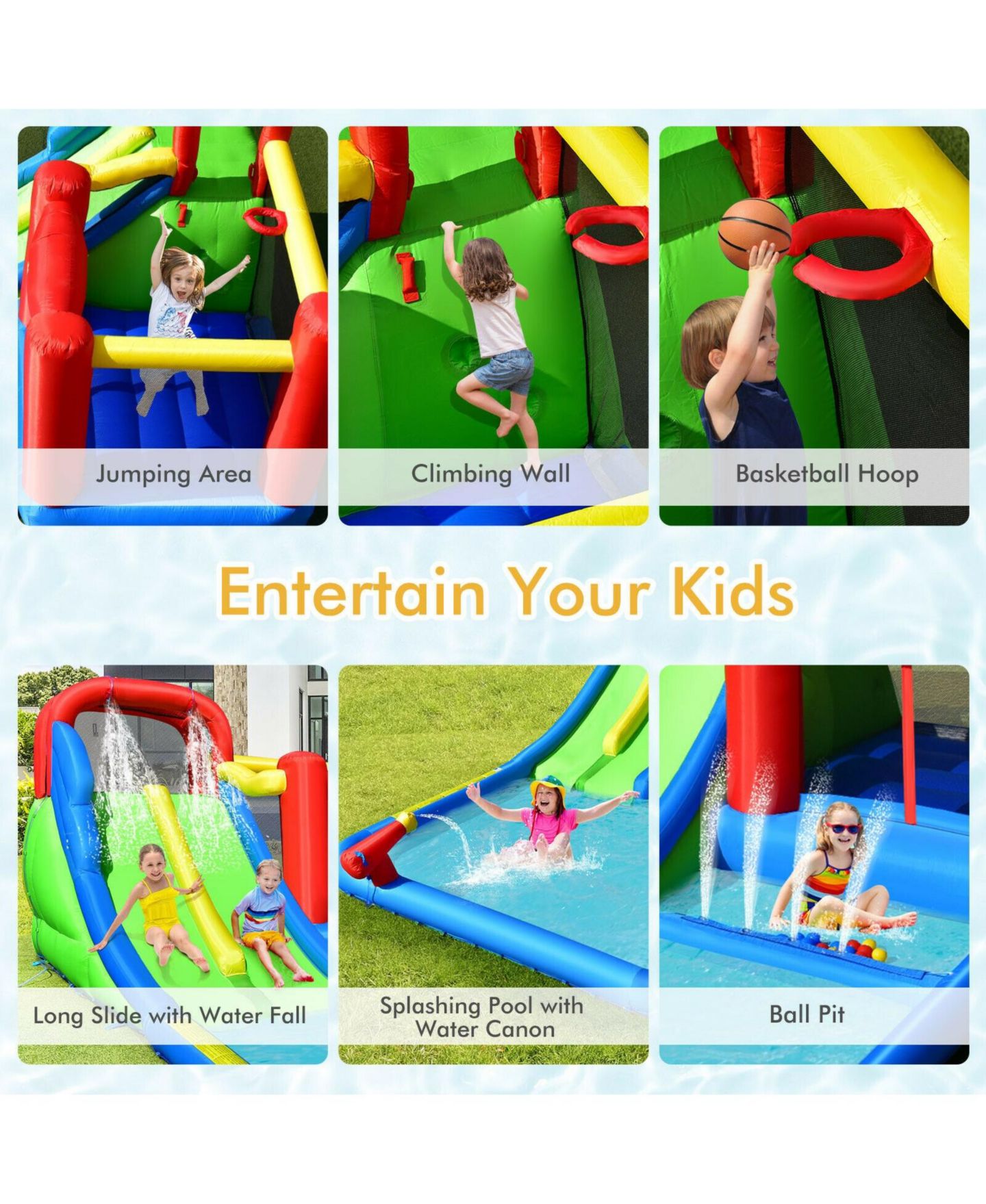 Детская игрушка GOUUN Inflatable Water Slide with Ocean Balls, Multiple Play Areas, Ages 3+ — фото 9