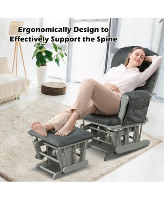 Glider and Ottoman Cushion Set Wood Baby Nursery Rocking Chair