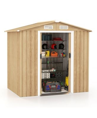 6 x 4 Feet Galvanized Steel Storage Shed with Lockable Sliding Doors