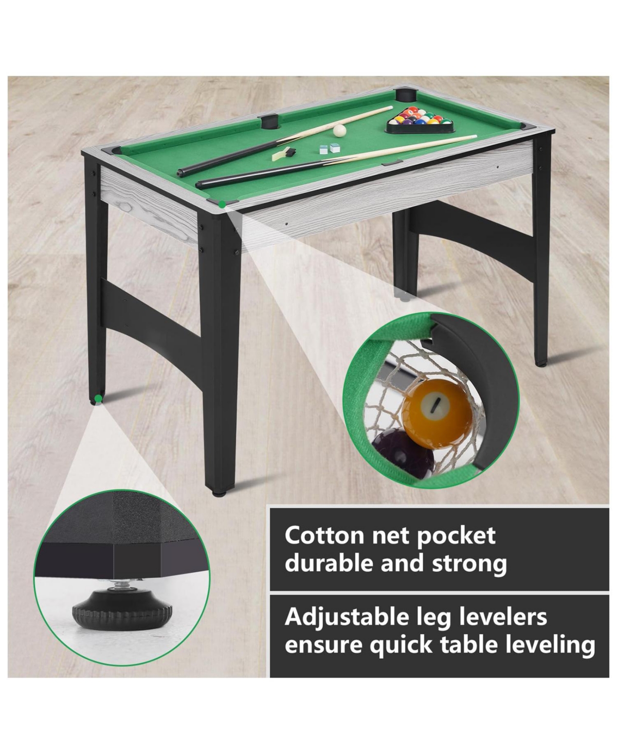 Mini Pool Table, Compact Billiard Game Table w/Balls, Cues & Accessories for Game Room or Living Room