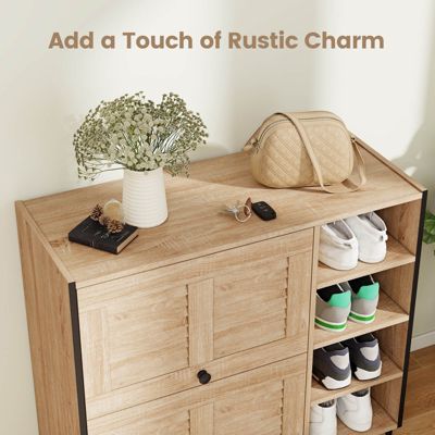 Shoe Storage Cabinet with Flip Doors Adjustable and Removable Shelves for Entryway
