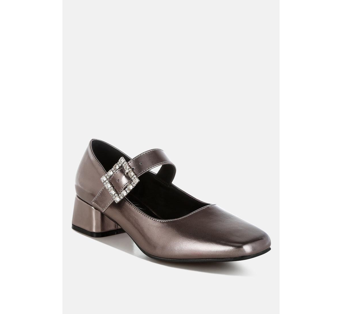 London Rag Abeba Diamante Brooch Metallic Mary Jane Pumps