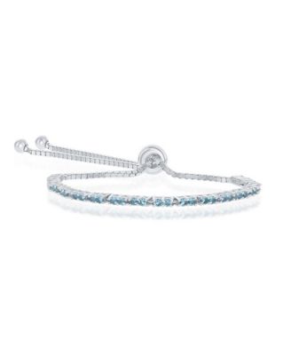 Sterling Birthstone CZ Tennis Bolo Bracelet