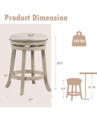 26 Inches Swivel Bar Stools Set of 2 wth Wooden Frame-26.5 inches