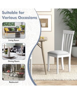 Dining Chair Set of 2 Upholstered Wooden Kitchen Chairs with Padded Seat and Rubber Wood Frame