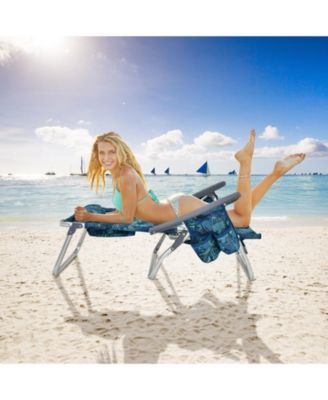 2 Packs 5-Position Outdoor Folding Backpack Beach Table Chair Reclining Chair Set