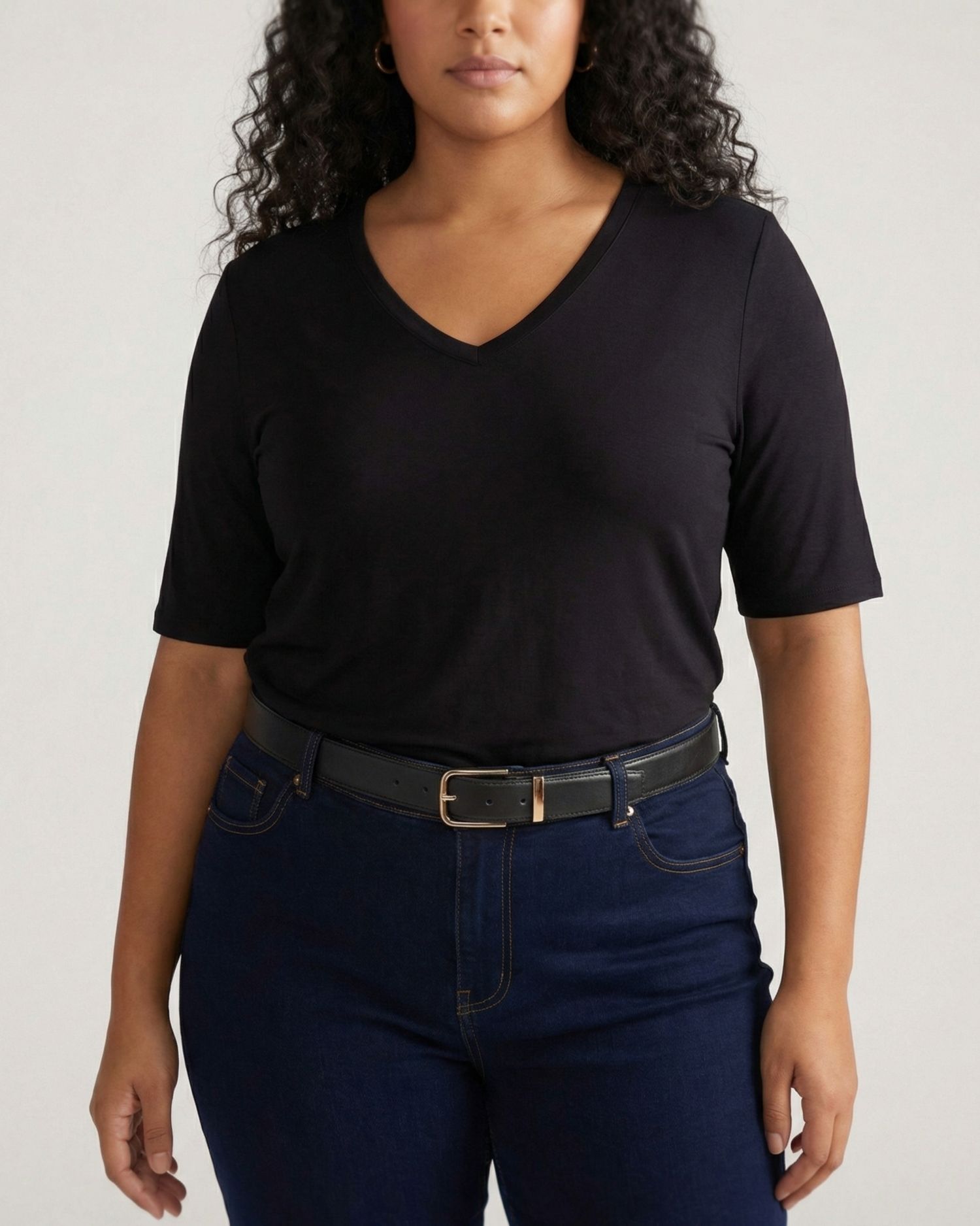 Plus Size Liquid Jersey V-Neck Stovepipe Tee
