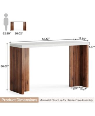 Home Bar Unit, 55.12-Inch Bar Table with a Faux Marble Finished Tabletop, Modern Freestanding Mini Bar for Home Kitchen, Living Room, Balcony, Basement