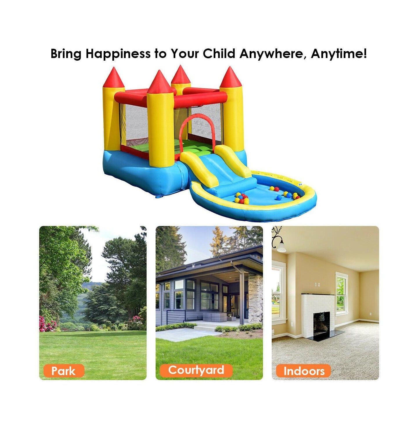Детские игрушки GOUUN Kids Inflatable Bounce House Castle with Balls Pool and Bag, цвет: Синий — фото 6
