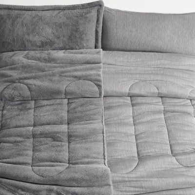 Opposites Attract Oversized Comforter Set - Plush Chartreux Gray