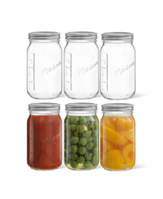 Wide Set of 6 Mason Jars with Airtight Lids