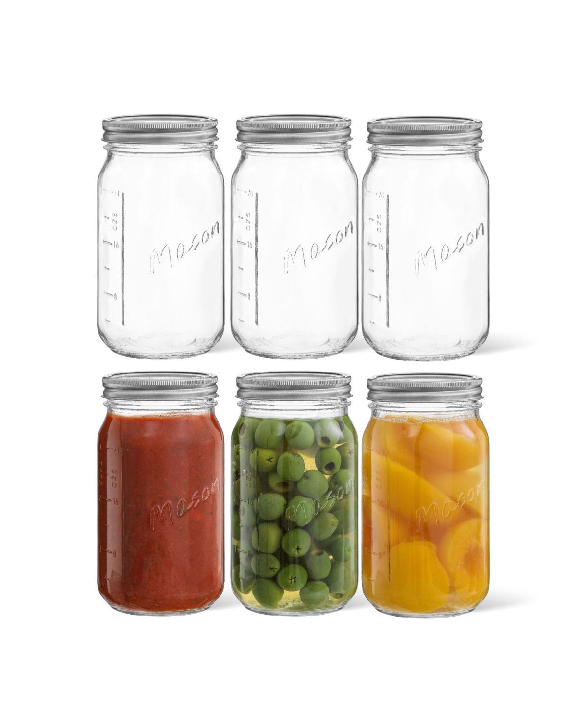 Shop Joyjolt Wide Set Of 6 Mason Jars With Airtight Lids In Clear