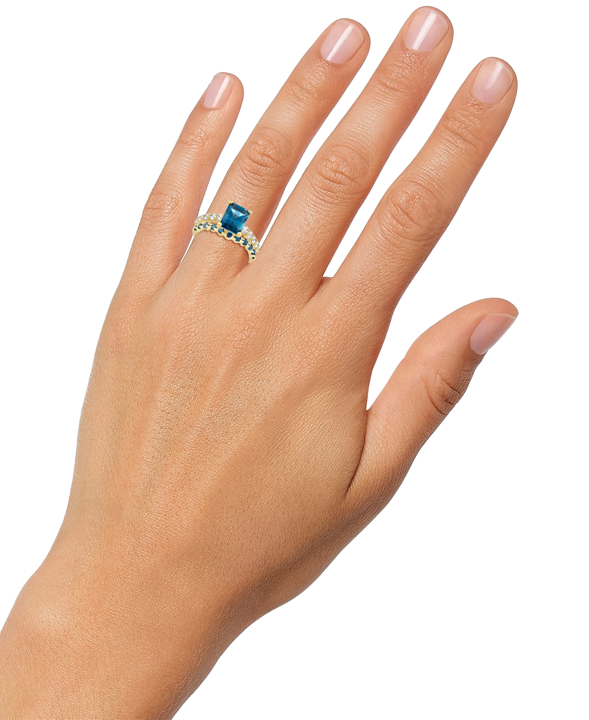Macy's London Blue Topaz (2-3/4 Ct. T.w.) & Diamond (1/2 Ct. T.w.) Bridal Set In 14k Gold In London Blue Topaz