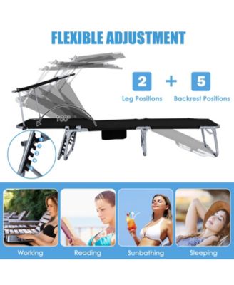 Set of 2 Portable Reclining Chair with 5 Adjustable Positions