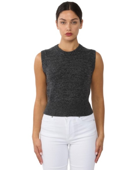 Женские JENNIE LIU Women's 100% Cashmere Crewneck Chunky-knit Sweater Vest