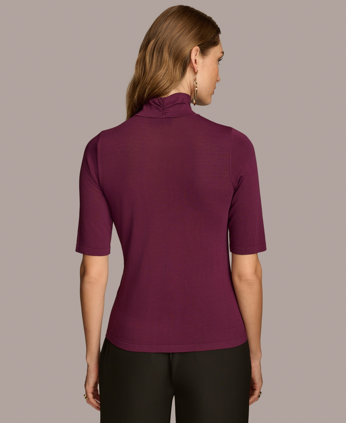 Donna Karan New York Women's Mock-Neck Elbow-Sleeve Top