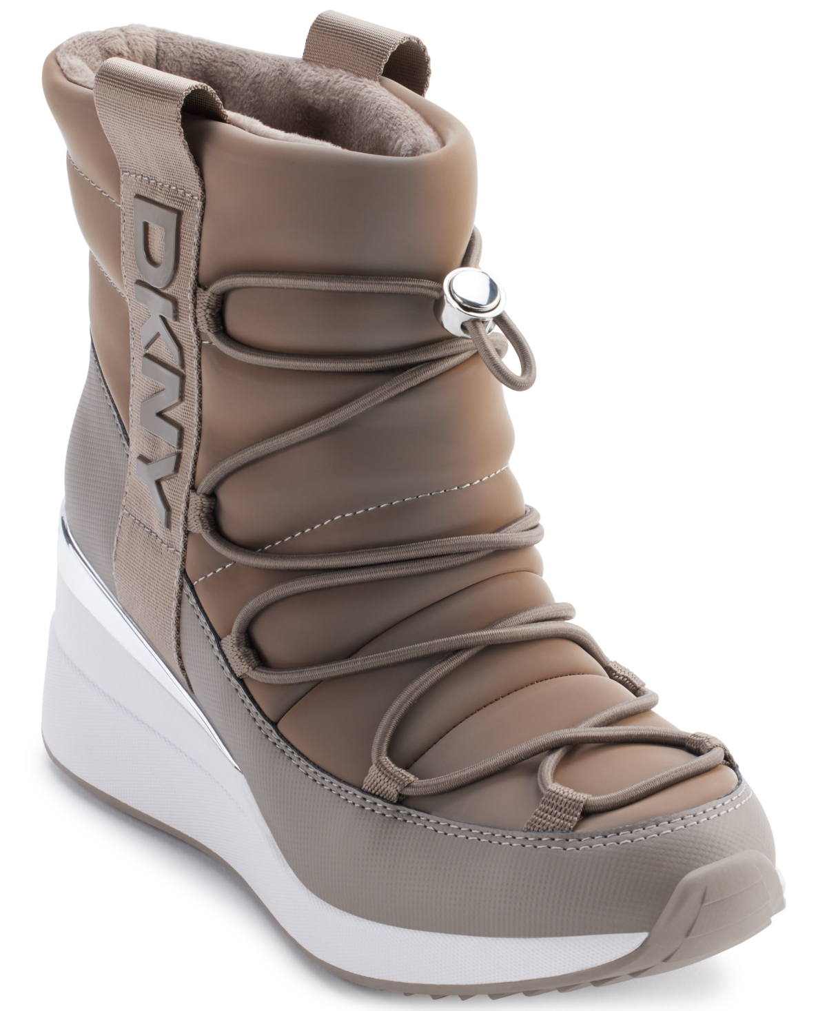 Shop Dkny Women's Perla Wedge Winter Booties In Ash