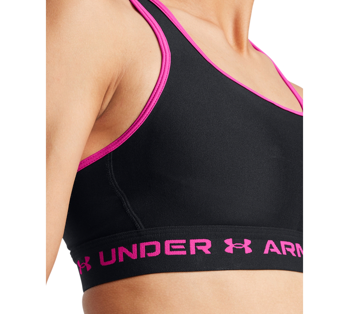 Shop Under Armour Women's Medium Impact Sports Bra In Black,pink