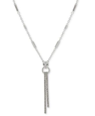 Anne Klein Silver-Tone Crystal Bar 32 Pendant Necklace 4290₽