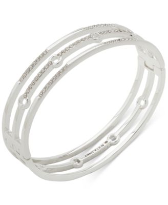 Anne Klein Silver-Tone Pav Triple-Row Bangle Bracelet 3990₽
