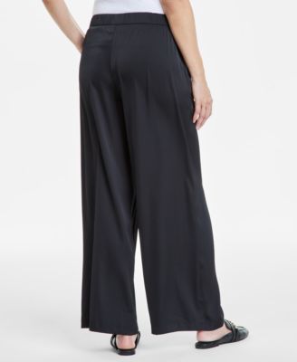 JM Collection Satin Short-Sleeve Top - Satin Wide-Leg Pants, Exclusively at Macy's