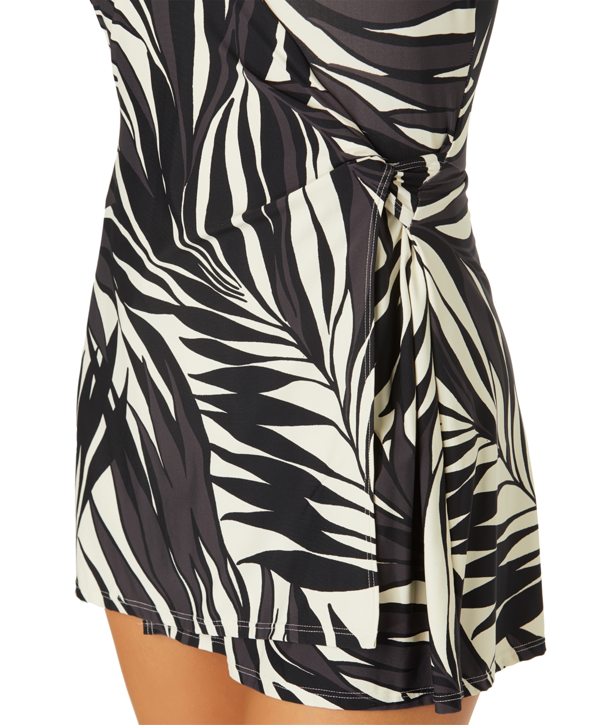 Shop Anne Cole Women's Printed Surplice Swim Dress In Black White