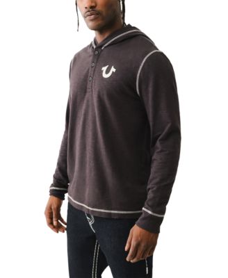 Истинная религия True Religion Мужская рубашка Henley с капюшоном и длинным рукавом True Religion 17890₽