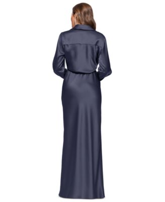 Women's Satin Shirtdress Gown