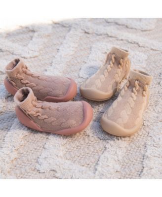 Toddler First Walk Sock Shoes - Cable Brandy Rose