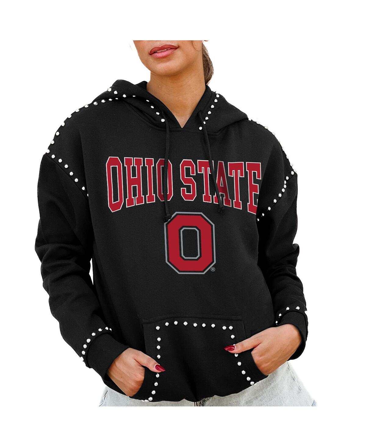 Women's Black Ohio State Buckeyes Studded Pullover Hoodie - Black