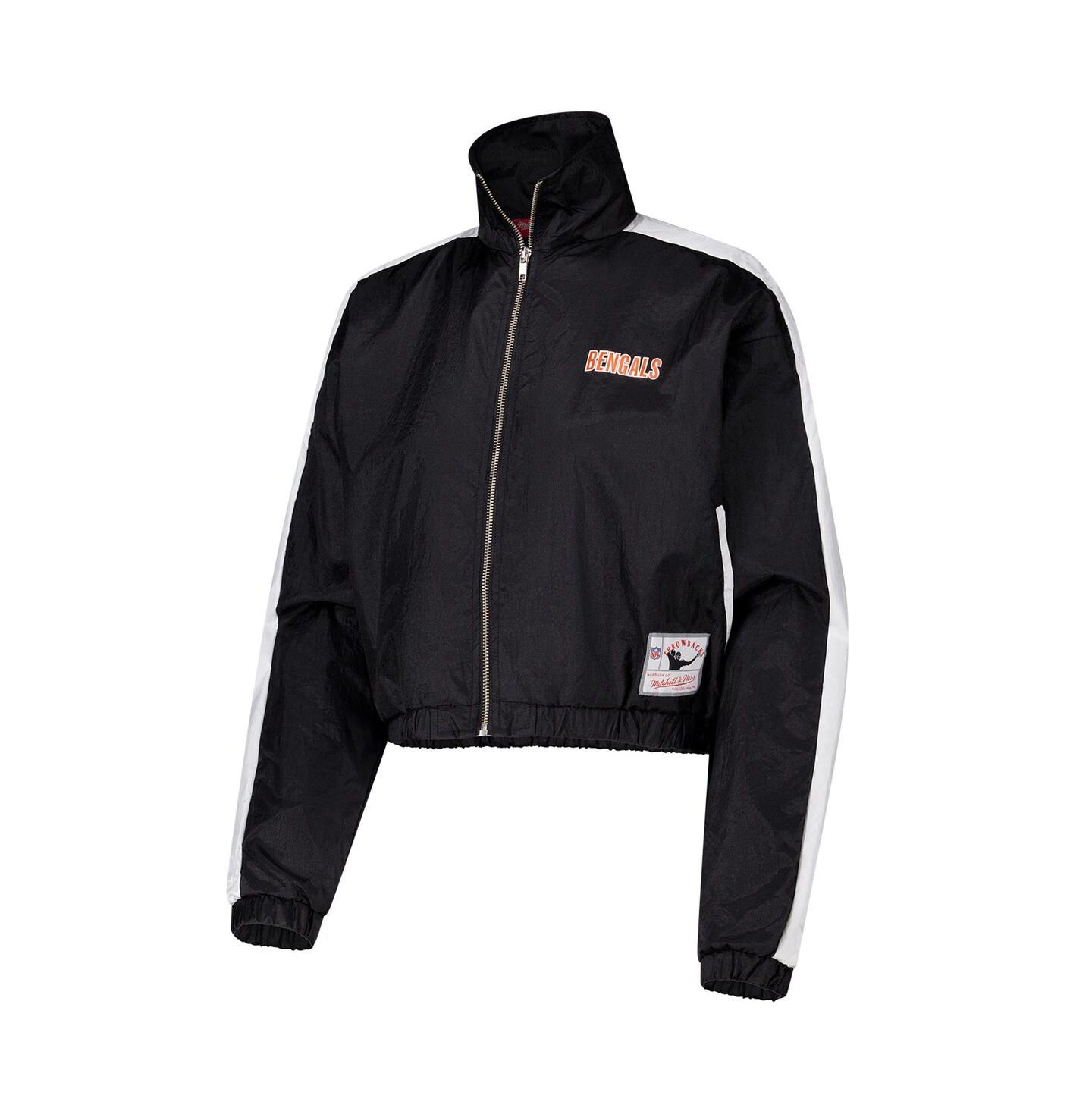 Женская куртка Mitchell & Ness Black Cincinnati Bengals Nylon Cropped Full-Zip — фото 2