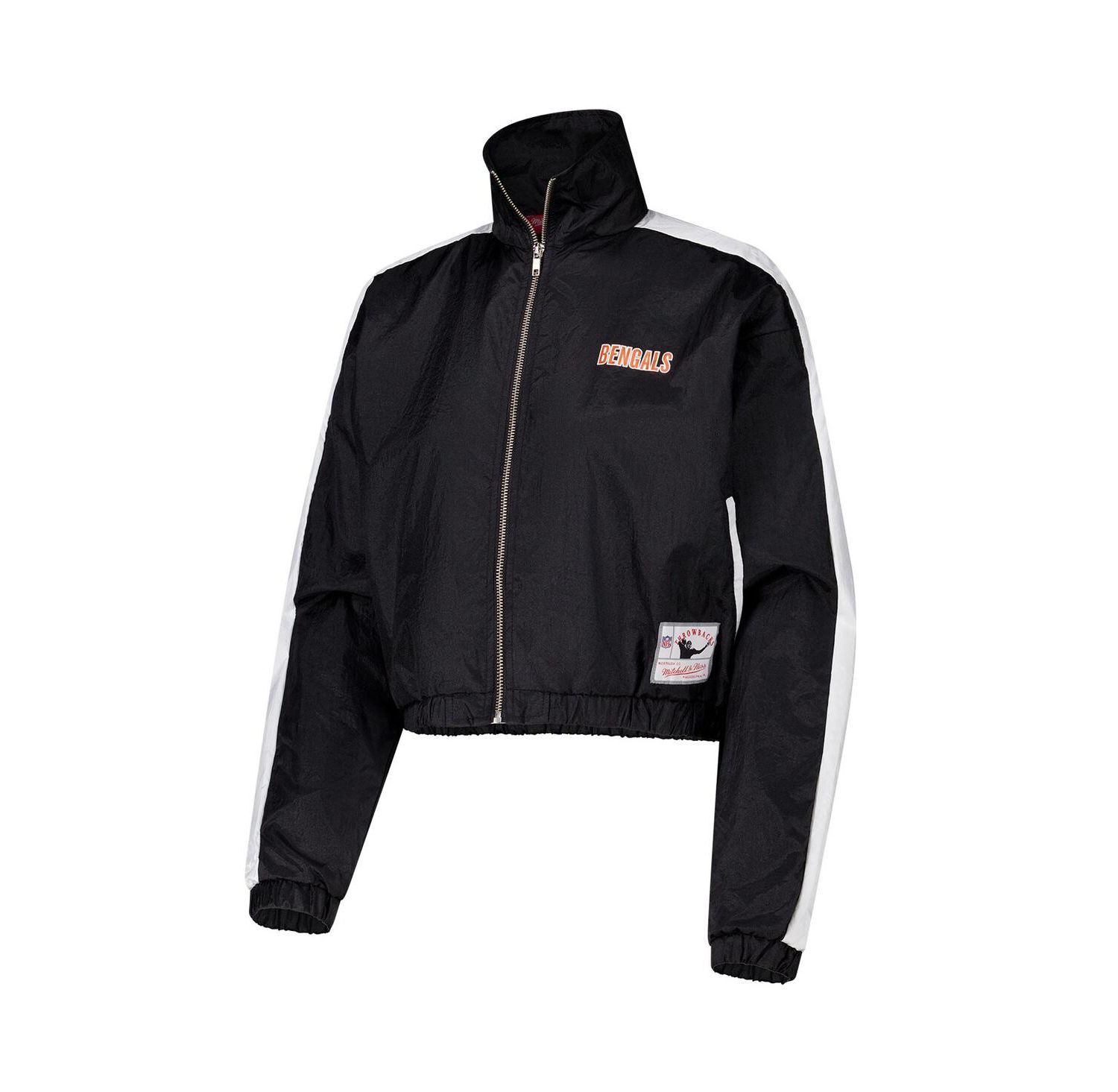 Women's Black Cincinnati Bengals Nylon Cropped Full-Zip Jacket