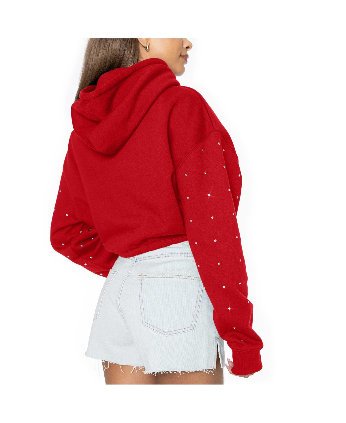 Gameday Couture Women'sOhio State Buckeyes Can't Lose Rhinestone Cropped Pullover Hoodie - Scarlet