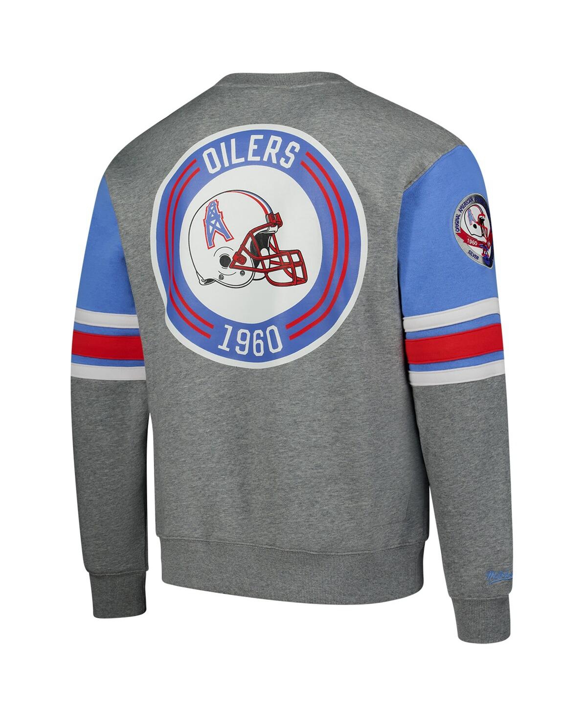 Mitchell & Ness Men'sHouston Oilers All Over 4.0 Vintage Logo Pullover Sweatshirt - Heather Gray
