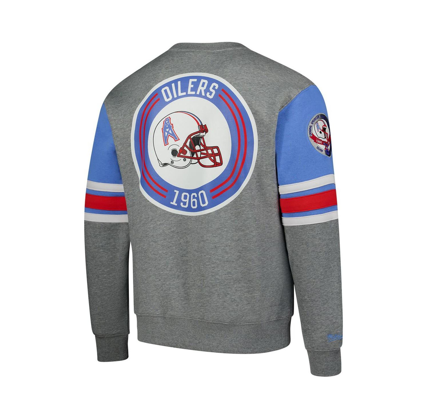 Men's Heather Gray Houston Oilers All Over 4.0 Vintage Logo Pullover Sweatshirt