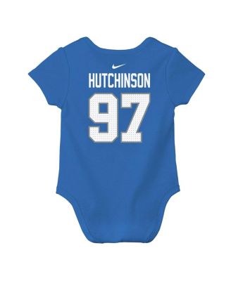Baby Boys and Girls Aidan Hutchinson Blue Detroit Lions Player Name Number Bodysuit