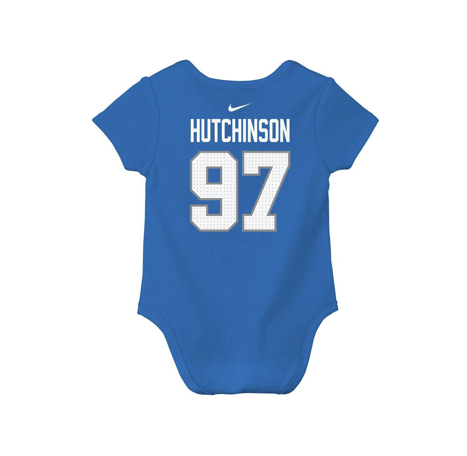 Baby Boys and Girls Aidan Hutchinson Blue Detroit Lions Player Name & Number Bodysuit