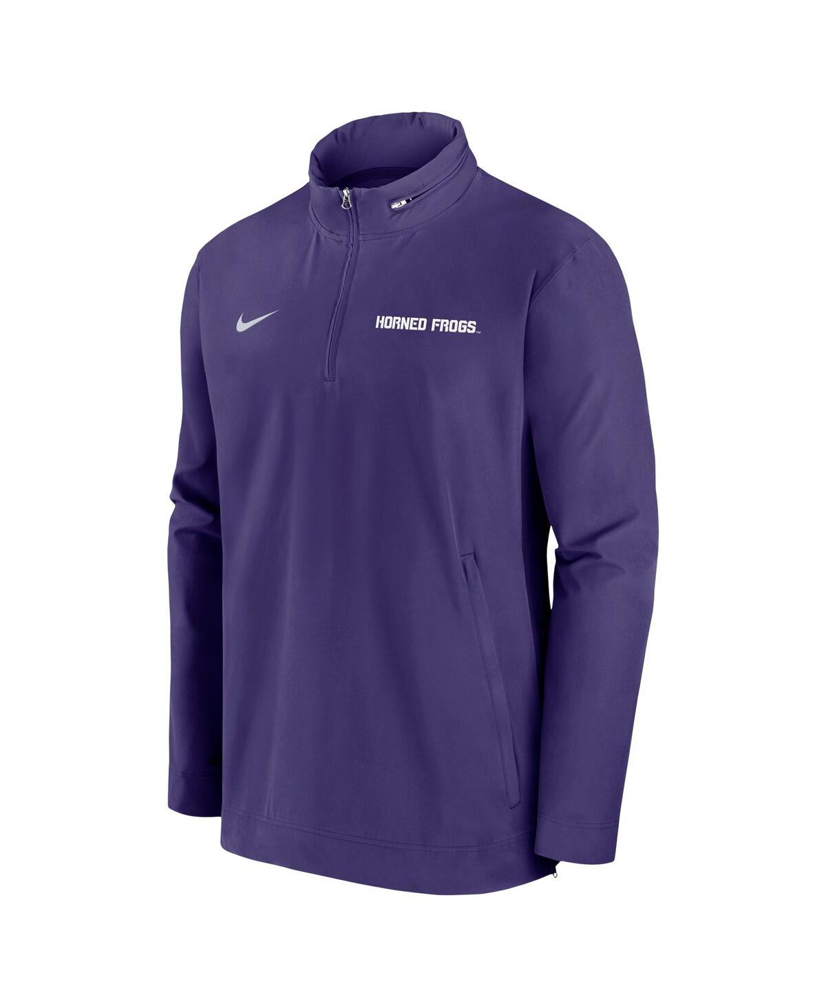Nike Men'sTcu Horned Frogs 2024 Sideline Coach Quarter-Zip Hoodie Jacket - Purple
