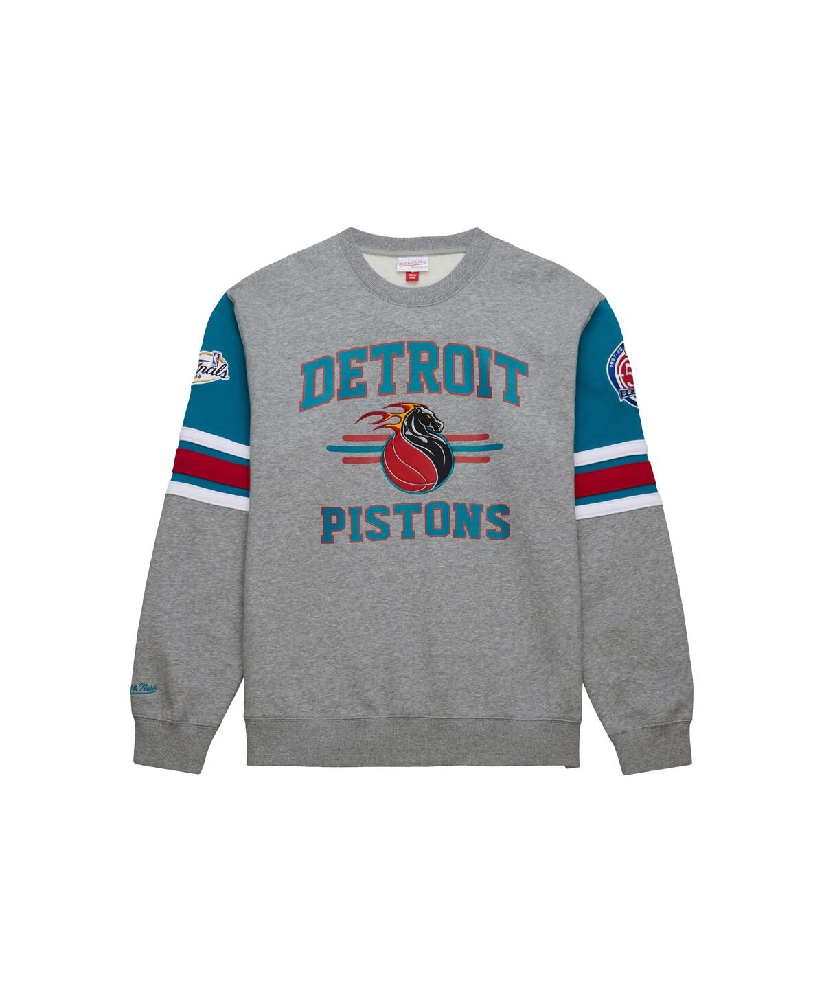 Mitchell & Ness Men'sDetroit Pistons Hardwood Classics All Over 4.0 Pullover Sweatshirt - Heather Gray